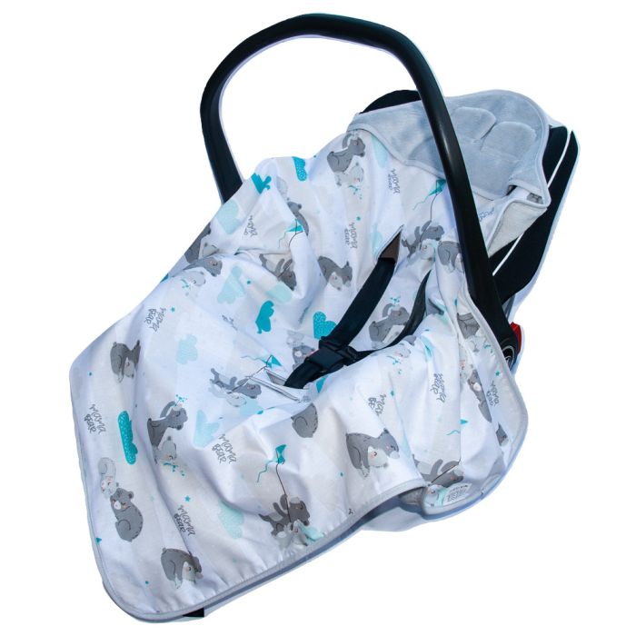 Autosēdeklīša guļammaiss "Mama bear" 80x80 cm pelēks