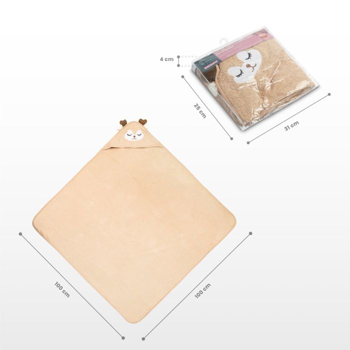 3D dvielis mazulim "Brown deer" ar galvassegu 100x100cm "frotte"