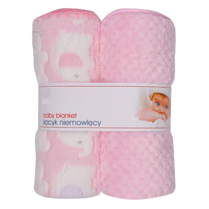 Bērnu pledi "Duo elephants" 90x80 cm rozā, 2 gab.