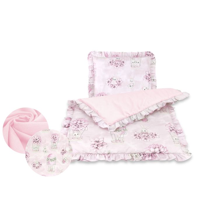 Bērnu pleds un spilvens  "Fly with me" ar volāniem