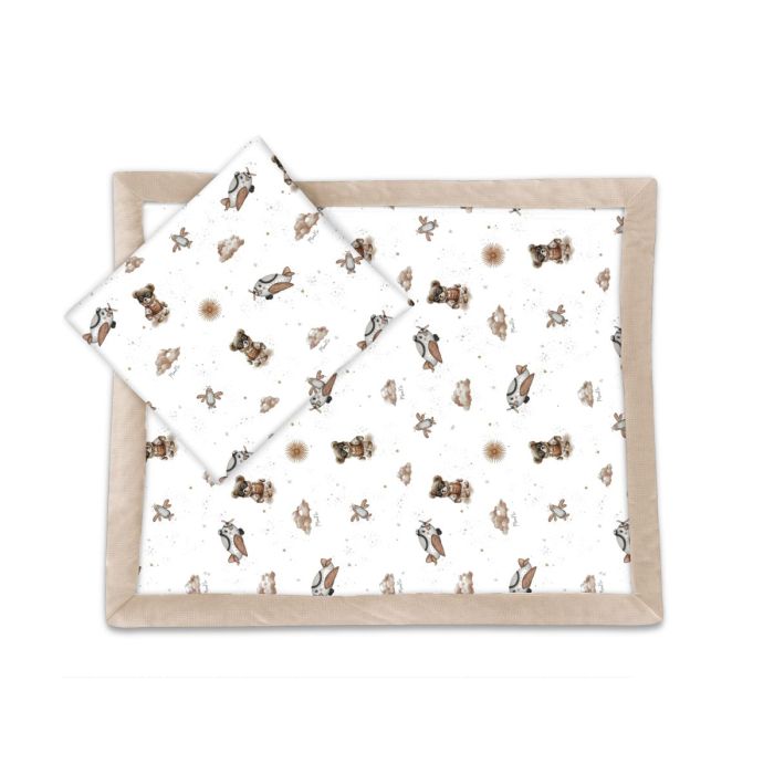 Bērnu pleds un spilvens  "Teddy aviator beige" 