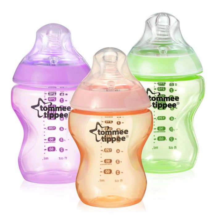 Mazuļa pudelītes "Tommee Tippee" ar knupīti 0m+ meitenītei 260ml 3 gb.
