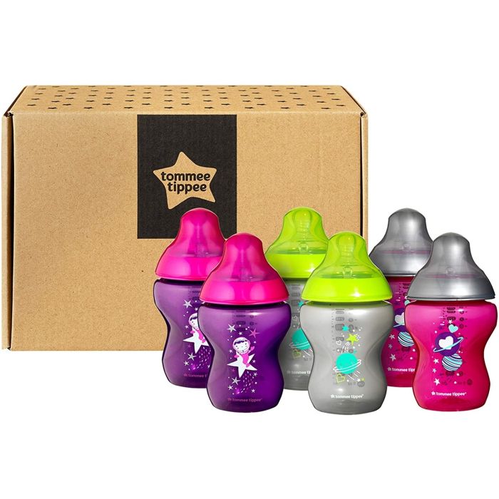 Mazuļa pudelītes "Tommee Tippee" ar knupīti 0m+ krāsains 260ml 6 gab.