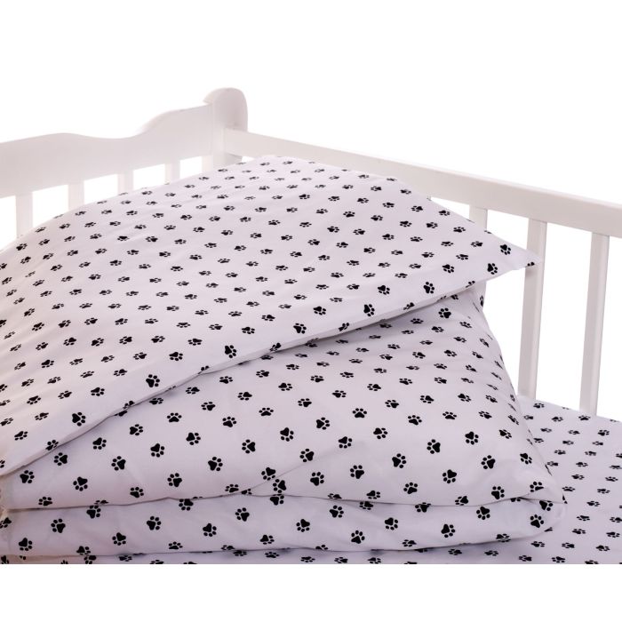 Bērnu gultas veļa 135x100 "Paws" balts