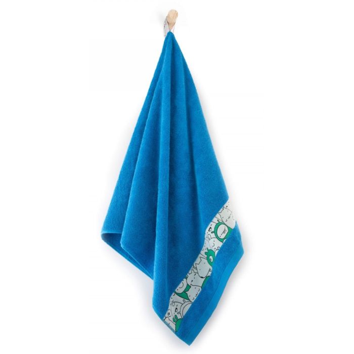 Dvielis (Ēģiptes kokvilnas)  "Happy faces"  zils 