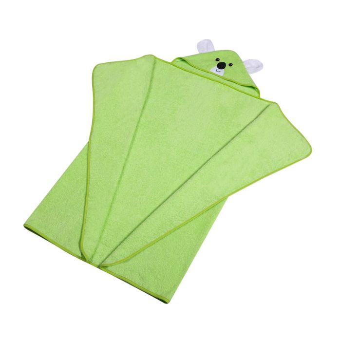 Dvielis ar kapuci  "Koala" 120x100cm  zaļš