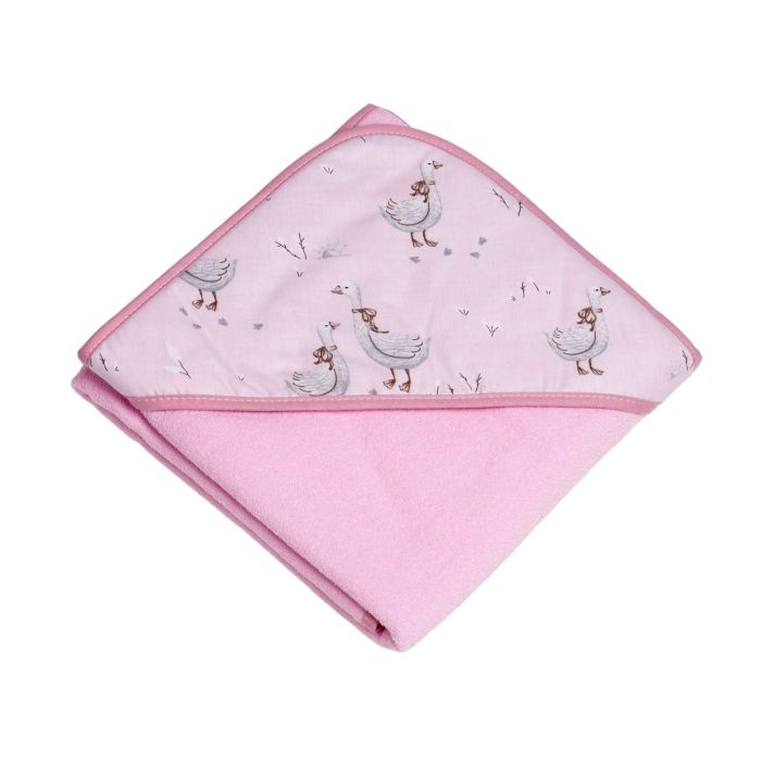 Dvielis ar kapuci  "Golden goose pink" 80x80 cm 