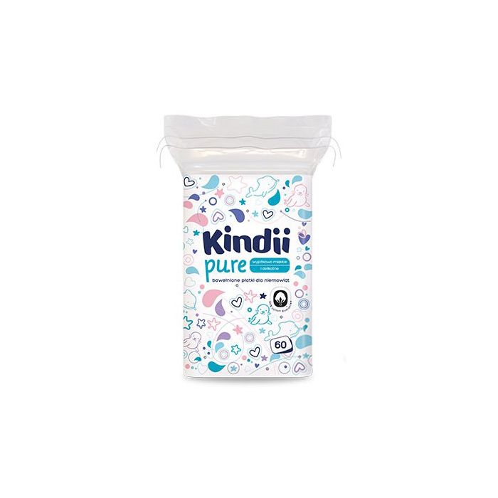 Kosmētiskie vates spilventiņi mazuļiem Kindii 60 gb.