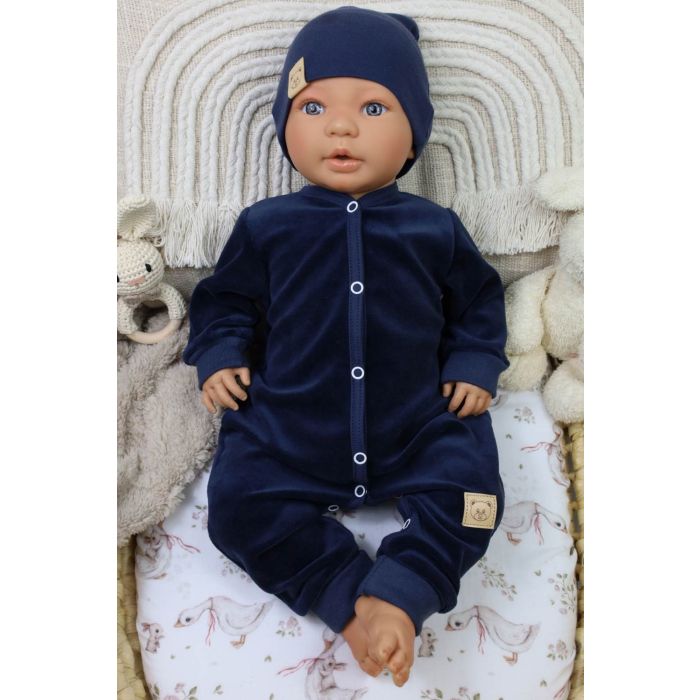 Zīdaiņu rāpulītis ar piedurknēm  "Velour navy"  