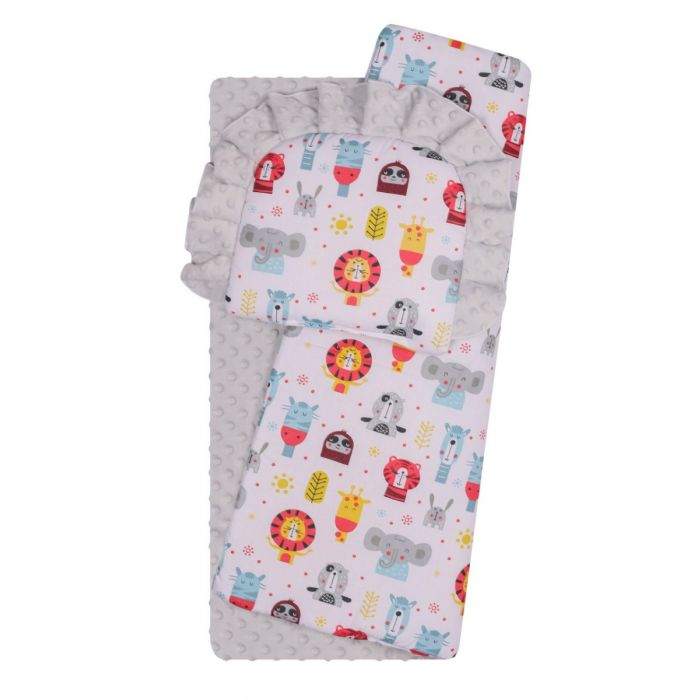 Komplekts ratiņiem spilvens un sega "Zoo"