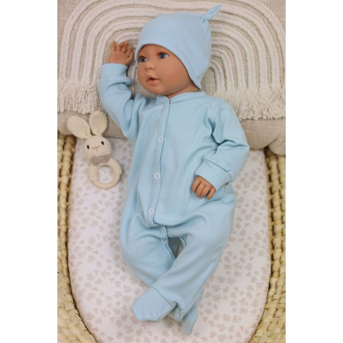 Zīdaiņu kokvilnas rāpulītis ar piedurknēm  "Blank" mint 