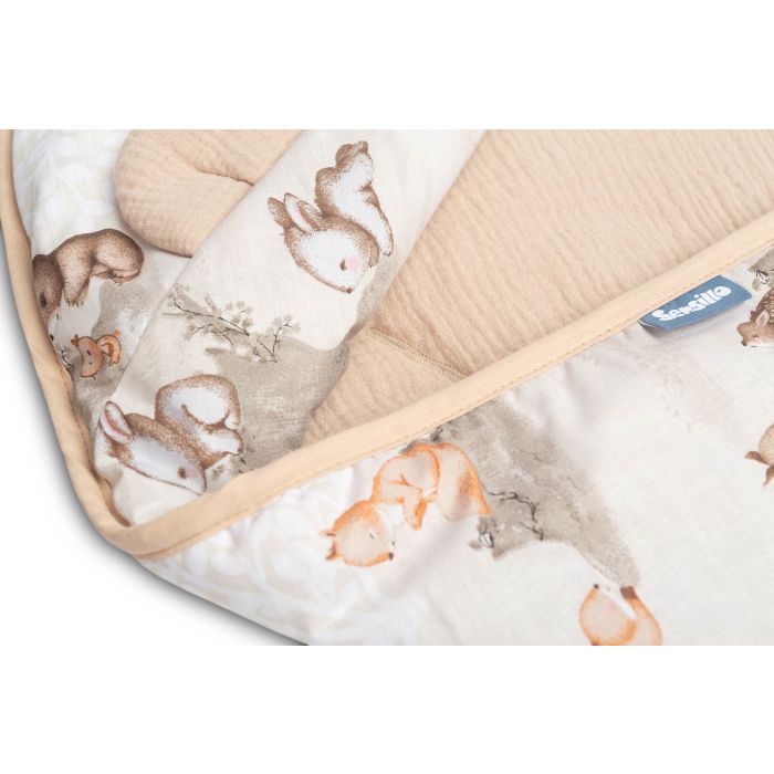 Autosēdeklīša muslīna guļammaiss "Soul friends" 90x90 cm beige