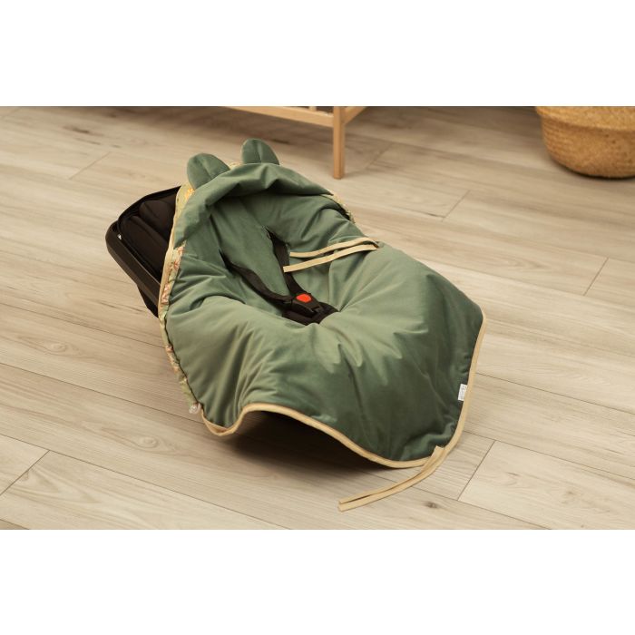 Autosēdeklīša guļammaiss "Floral green" 90x90 cm