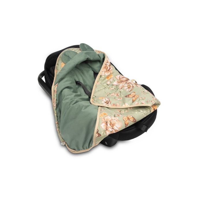 Autosēdeklīša guļammaiss "Floral green" 90x90 cm