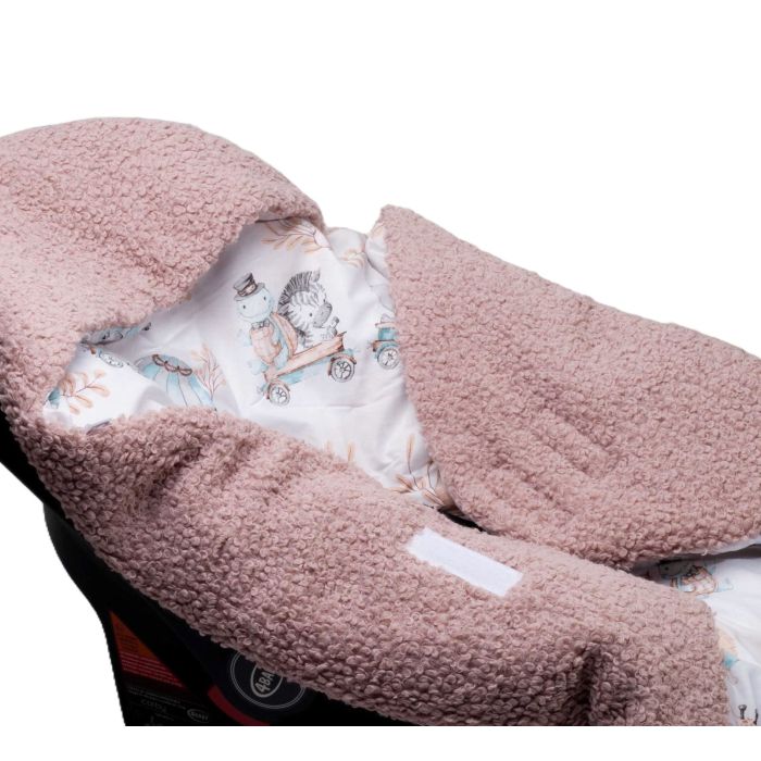 Apsildāms guļammaiss autokrēsliņa  "Blush zoo nugat" 90x90 cm 