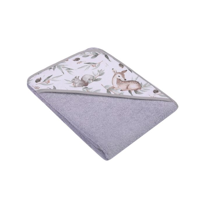 Dvielis ar kapuci "Deer" 80x80 cm "frotte" pelēks