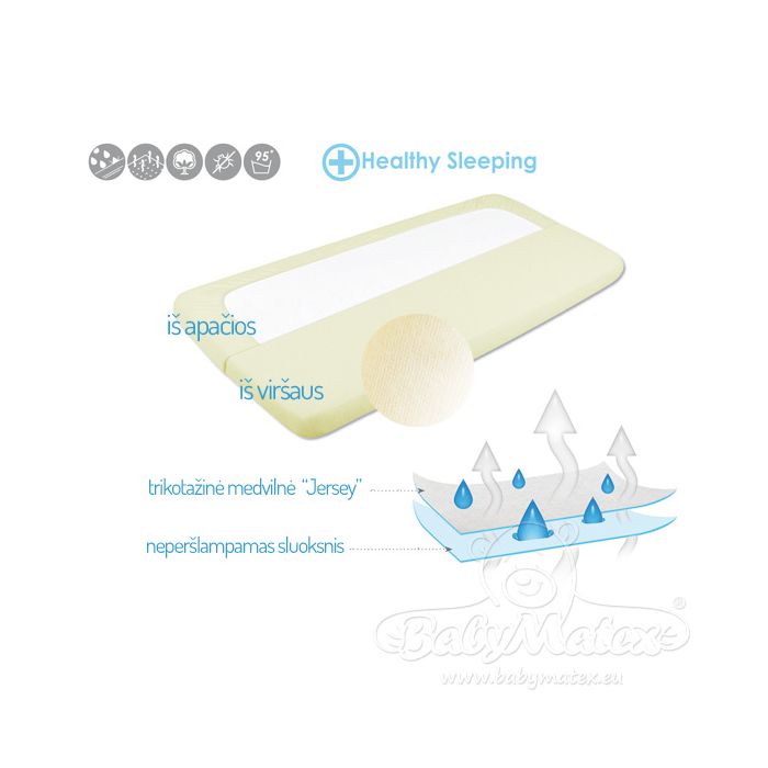 Ūdensnecaurlaidīgs palags ar gumiju, dzeltens "Jersey" 