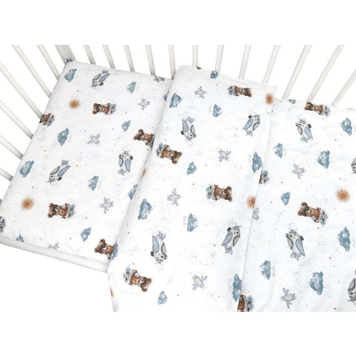Gultas veļa komplekts šūpulim  80x70cm "Aviator teddy blue" 