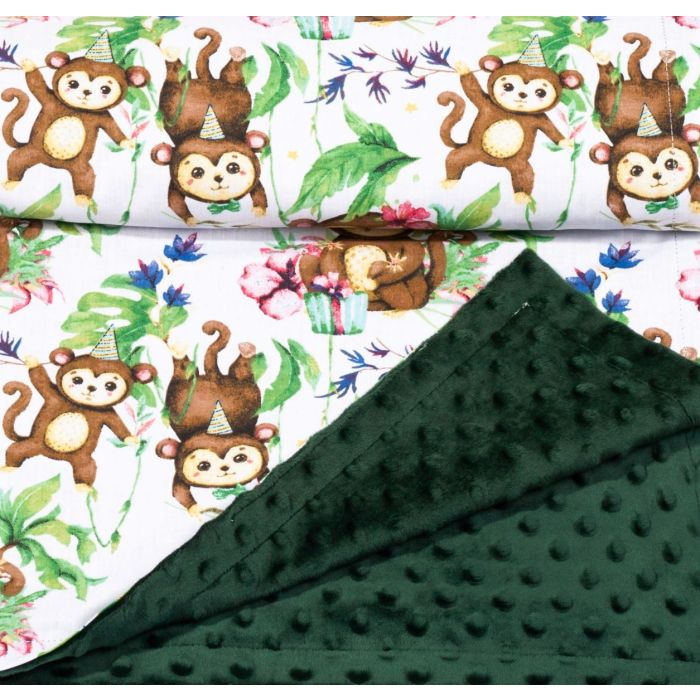 Bērnu pleds 100x75cm "Monkey's fiesta"  zaļš 