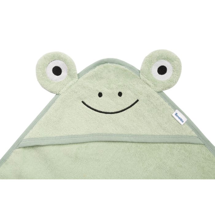 Dvielis mazulim ar kapuci "Frog" 90x90 cm green