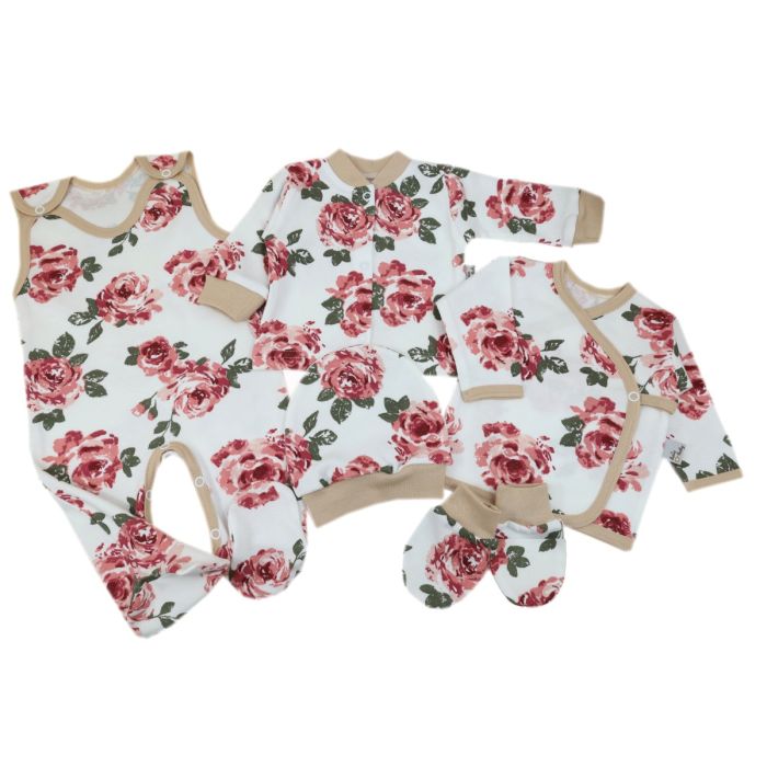 Bērnu komplektiņš no 5 daļam "Roses" beige