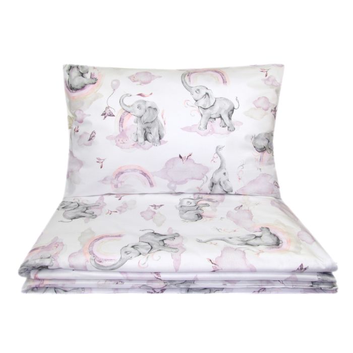 Gultas veļa bērniem 135x100  "ELEPHANTS" rozā