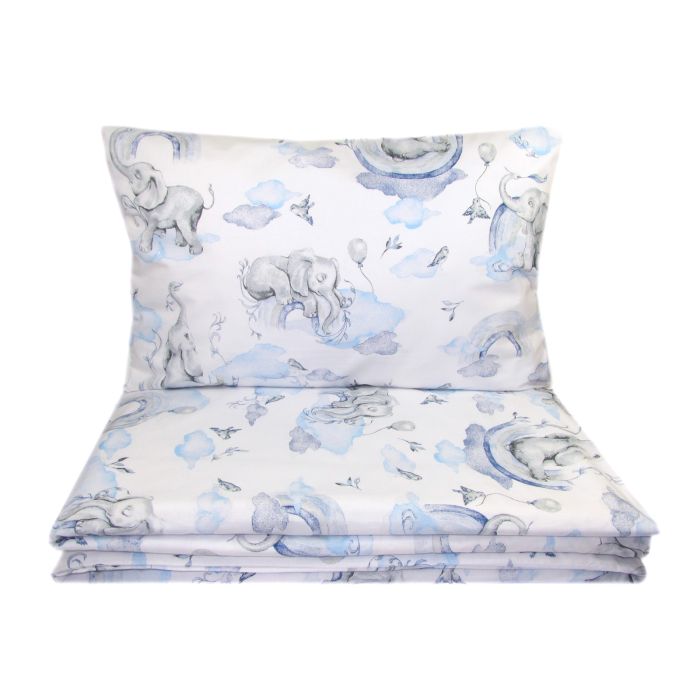 Gultas veļa bērniem 135x100  "ELEPHANTS" zils  