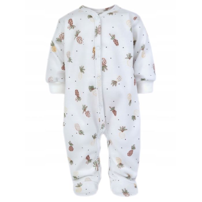 Zīdaiņu kokvilnas rāpulītis ar piedurknēm  "Ananas" 