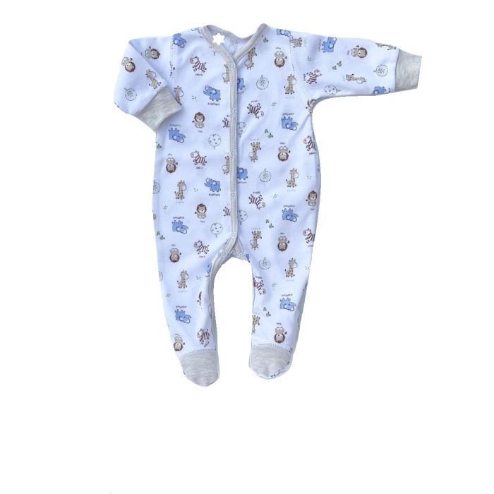 Zīdaiņu kokvilnas rāpulītis ar piedurknēm "Zoo"