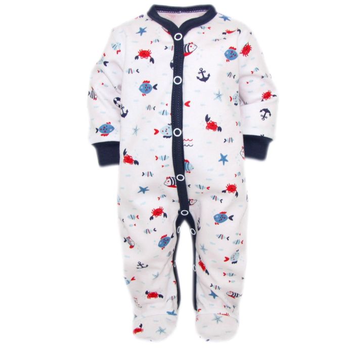 Zīdaiņu kokvilnas rāpulītis ar piedurknēm "Crab navy"