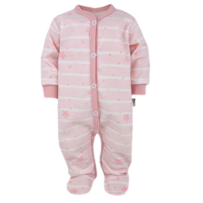 Zīdaiņu kokvilnas rāpulītis ar piedurknēm  "Galaxy" rozā