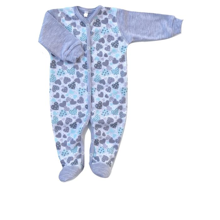 Zīdaiņu kokvilnas rāpulītis ar piedurknēm "Hearts"