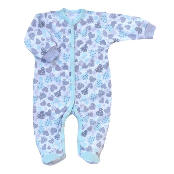 Zīdaiņu kokvilnas rāpulītis ar piedurknēm "Hearts"