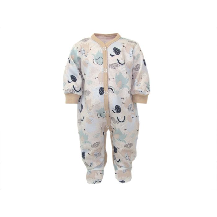 Zīdaiņu kokvilnas rāpulītis ar piedurknēm "Jumbo" bēšs