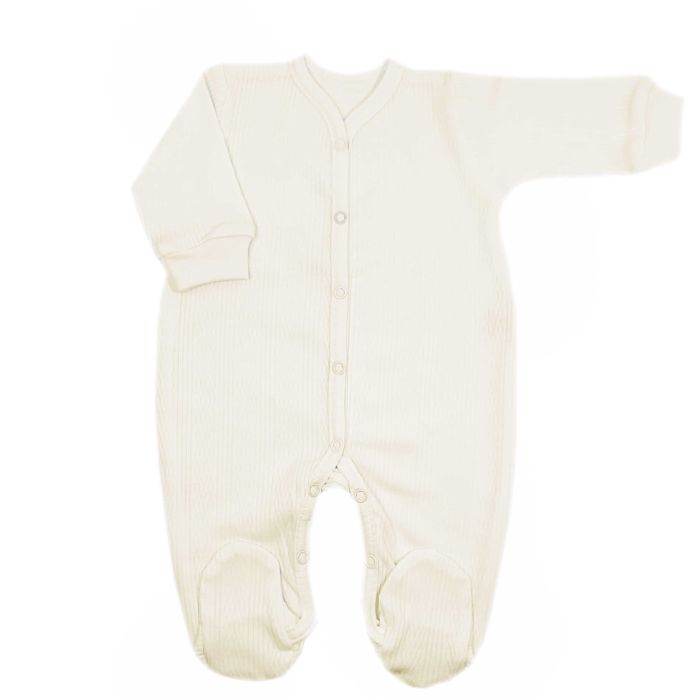 Zīdaiņu kokvilnas rāpulītis ar piedurknēm "Natural light yellow" 