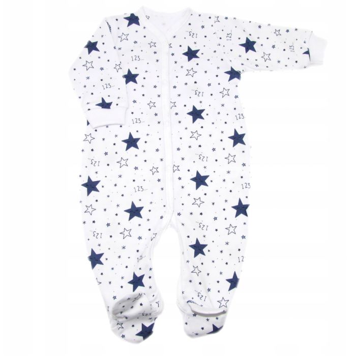 Zīdaiņu kokvilnas rāpulītis ar piedurknēm "Navy stars" 