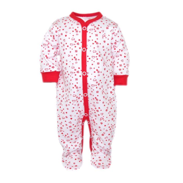 Zīdaiņu kokvilnas rāpulītis ar piedurknēm   "Red heart" 