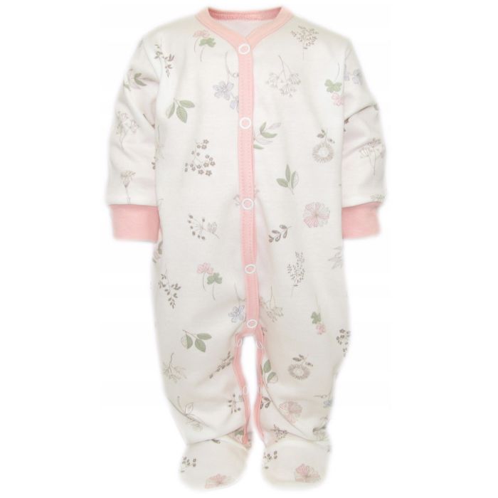 Zīdaiņu kokvilnas rāpulītis ar piedurknēm  "Story by nature" pink