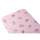 Paklodė su guma 120x60 "Golden goose pink"- medvilninė