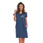 Kokvilnas naktskrekls grūtniecēm un barojošām "Mamma" deep blue