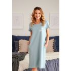 Kokvilnas naktskrekls grūtniecēm un barojošām "Mamma" ice blue
