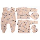 Kūdikio kraitelis - drabužėliai naujagimiui "Hug me" 5 dalių smėlio spalvos