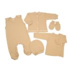 Kūdikio kraitelis - drabužėliai naujagimiui "Natural beige" 5 dalių