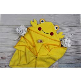 Dvielis ar kapuci  "Crab" 120x100cm dzeltens