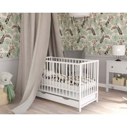 Bērnu gultiņa ar atvilktni "Magda" 120x60 cm balta krāsā