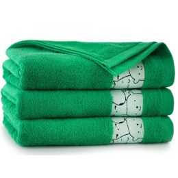 Dvielis (Ēģiptes kokvilnas) "Happy faces" 130X70 cm zaļš