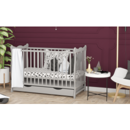 Bērnu gultiņa ar atvilktni "Emi" 120x60 cm pelēka krāsa