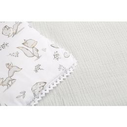 Muslīna un kokvilnas pleds un spilvens zīdainim "Foxy" pelēks