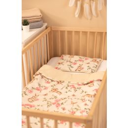 Muslīna un kokvilnas pleds un spilvens zīdainim "Alise" ecru