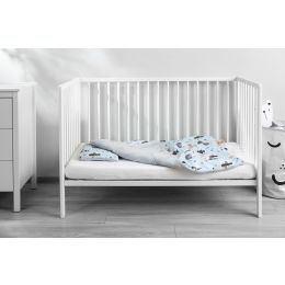 Muslino ir medvilnės pledukas ir pagalvė kūdikiui "Friends" melsvas 